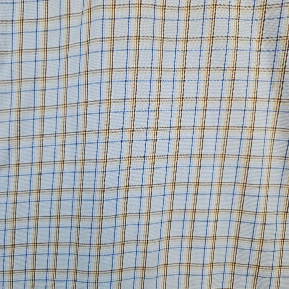 Banana Republic Men's Blue & Brown Windowpane Size XL 17-17 1/2 Dress Shirt Slim